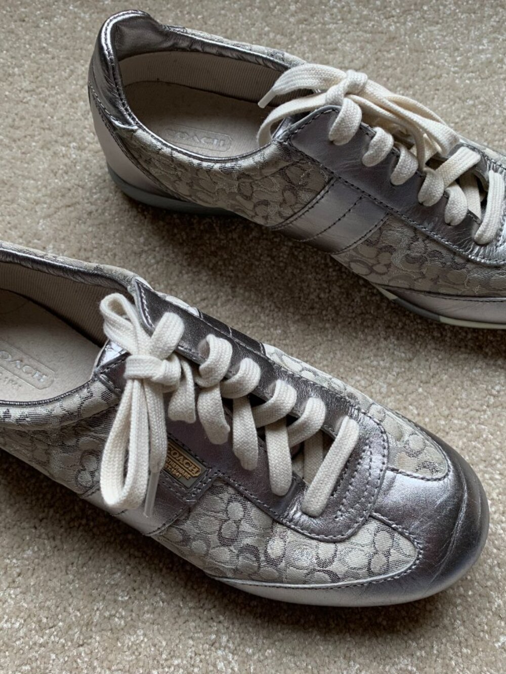 Coach Joss Signature Sneakers Silver Tennis Shoes 7 - Picture 3 of 11
